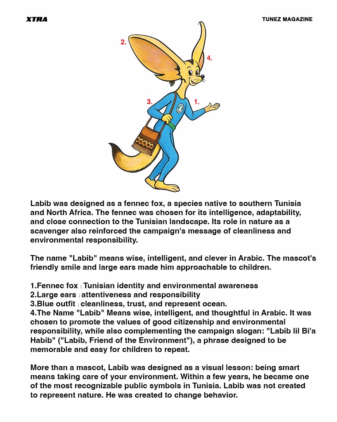 Annotated breakdown of the Labib mascot design